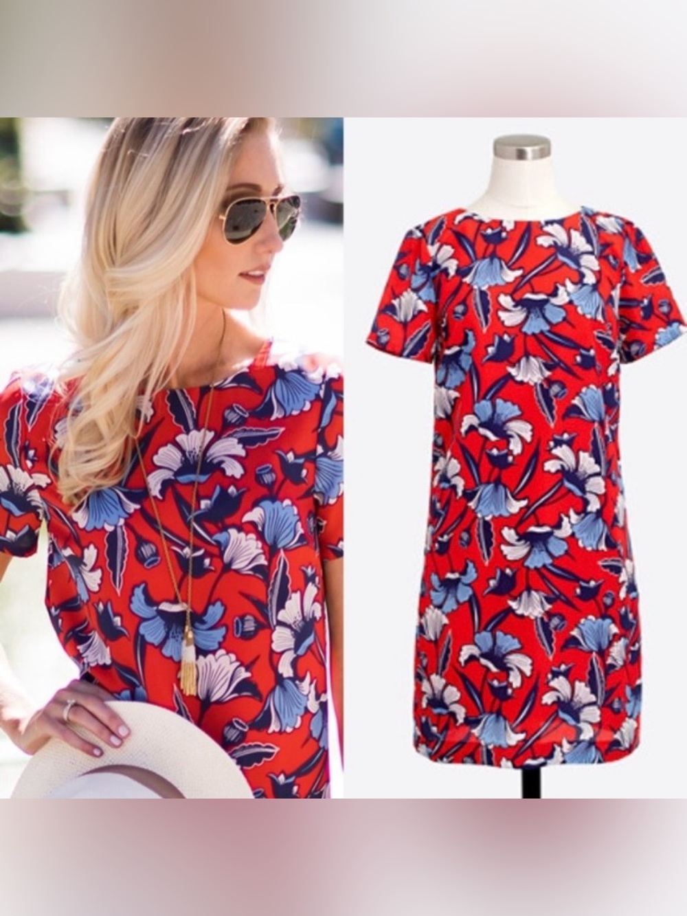 NWT J Crew Factory size 8 printed gallery dress red orange floral casual summer